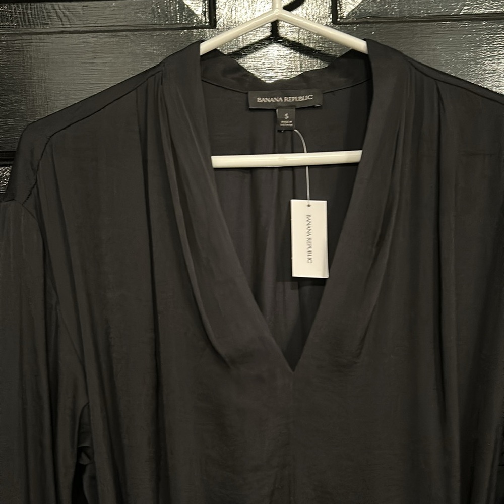 NWT Banana Republic Women Black Essential Shift Shirt Dress Medium - Picture 2 of 6